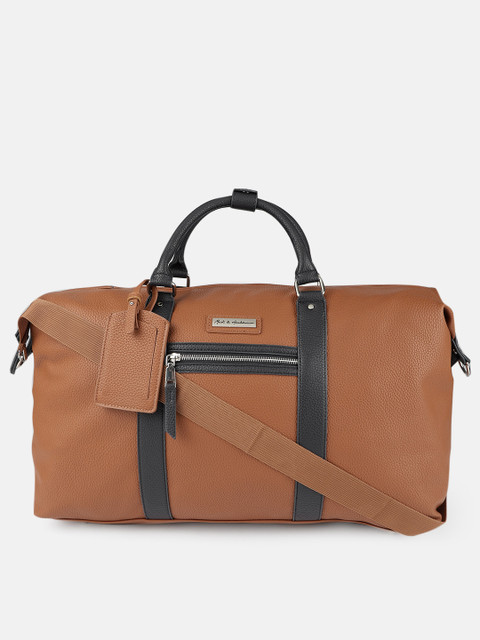

Mast & Harbour Unisex Tan Brown & Navy Blue Duffel Bag