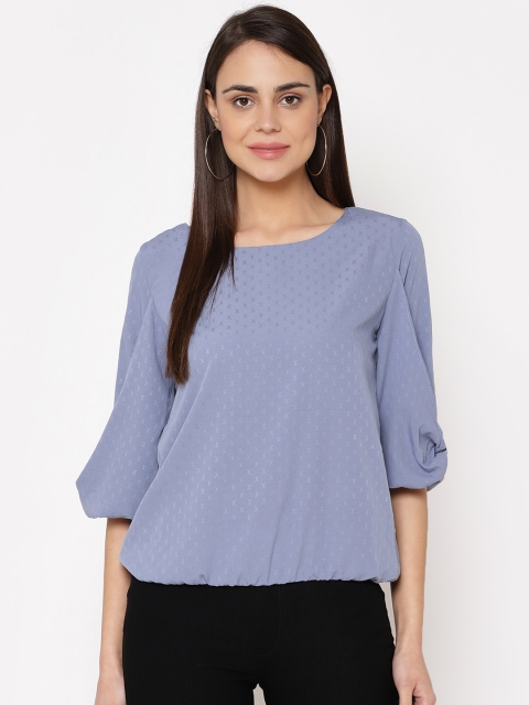 

Carlton London Women Blue Self Design Blouson Top
