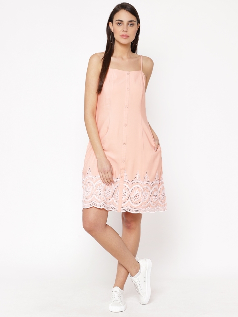 

Carlton London Women Peach-Coloured Solid A-Line Dress