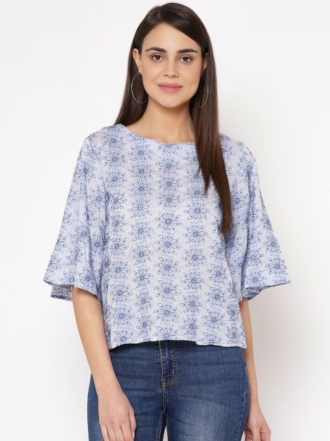 

Carlton London Women Blue Embroidered Top