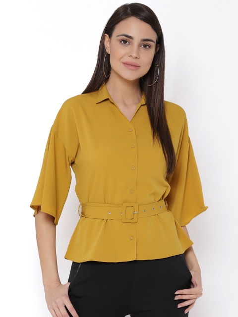

Carlton London Women Mustard Yellow Regular Fit Solid Casual Shirt