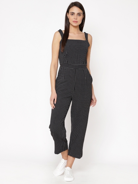 

Carlton London Women Black & Off White Checked Basic Jumpsuit