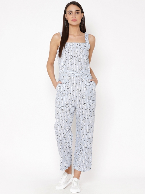 

Carlton London Women Blue & White Printed Basic Jumpsuit