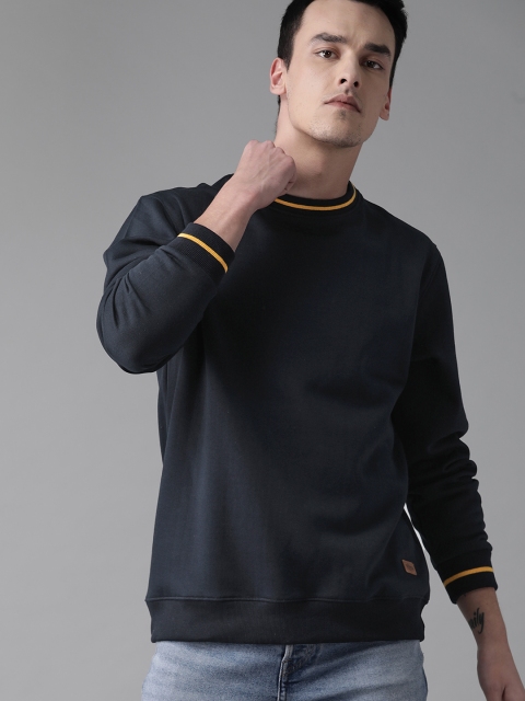 

Roadster Men Navy Blue Solid Sweatshirt
