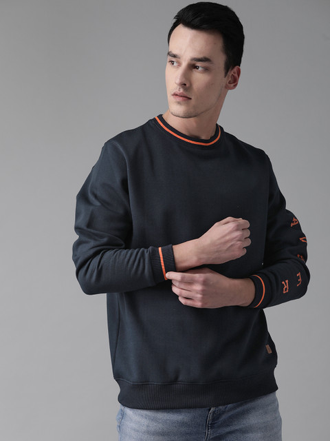 

Roadster Men Navy Blue Solid Sweatshirt