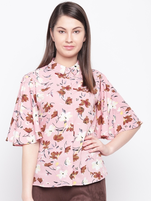 

Marie Claire Women Pink & Brown Regular Fit Printed Casual Shirt