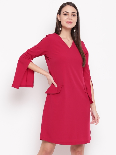 

RARE Women Pink Solid A-Line Dress