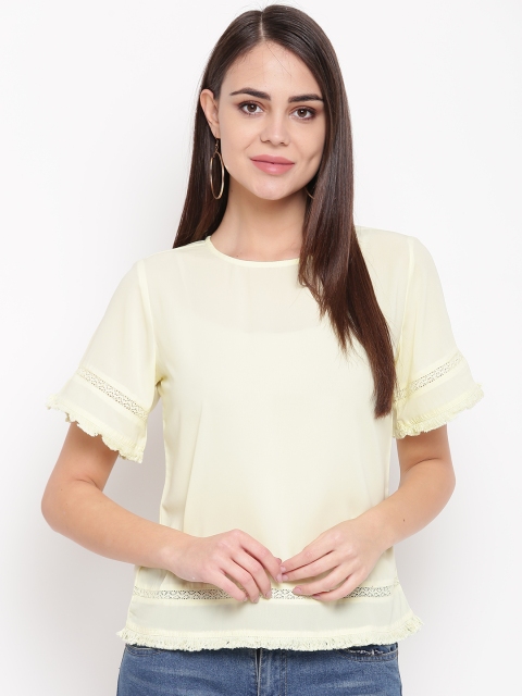 

RARE Women Yellow Solid Top