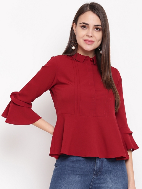 

RARE Women Maroon Solid Peplum Top