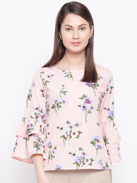 

RARE Women Pink & Green Printed Top