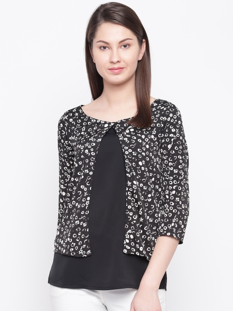 

RARE Women Black & White Printed Top