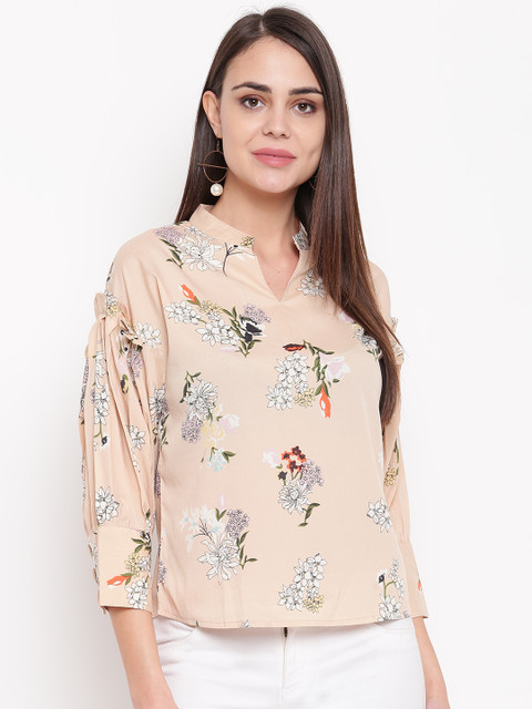 

RARE Women Beige Floral Printed Top