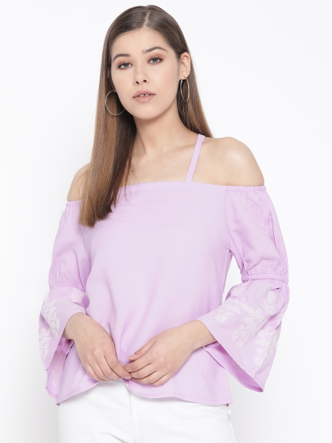 

RARE Women Lvender Solid Bardot Top, Lavender