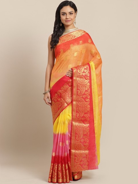 

Mitera Multicolor Kota Silk Zari Woven Saree, Orange