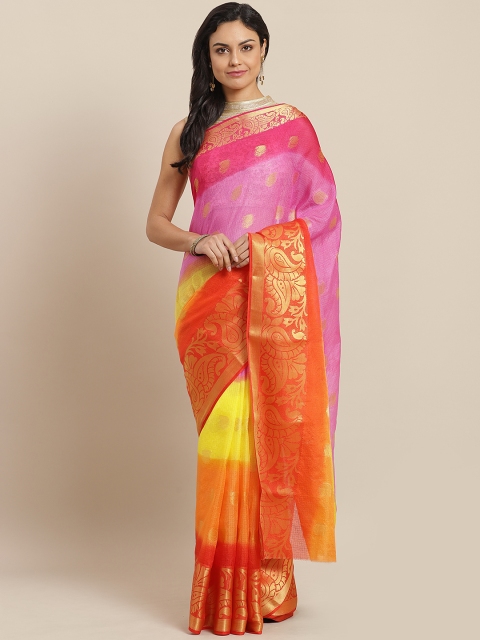 

Mitera Multicolor Kota Silk Zari Woven Saree, Pink