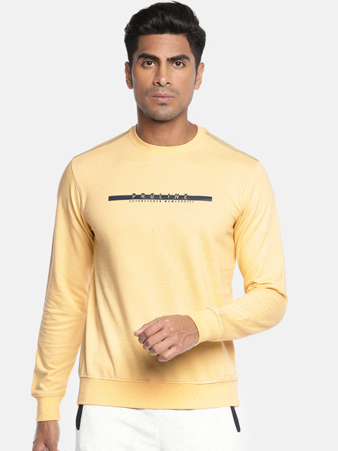 

Proline Active Men Yellow Solid Sweatshirt With Printed Detail