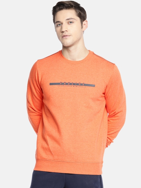 

Proline Active Men Orange Solid Sweatshirt With Printed Detail