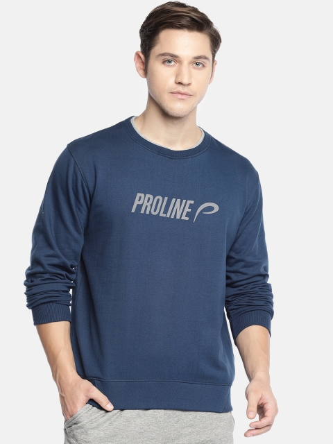 

Proline Active Men Blue Solid Sweatshirt With Printed Detail