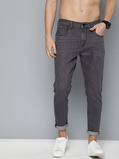 

HERE&NOW Men Grey Ankle Slim Tapered Fit Mid-Rise Clean Look Stretchable Jeans