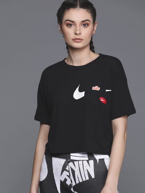 

Nike Women Black AS GX Icon Clash Printed Training T-Shirt