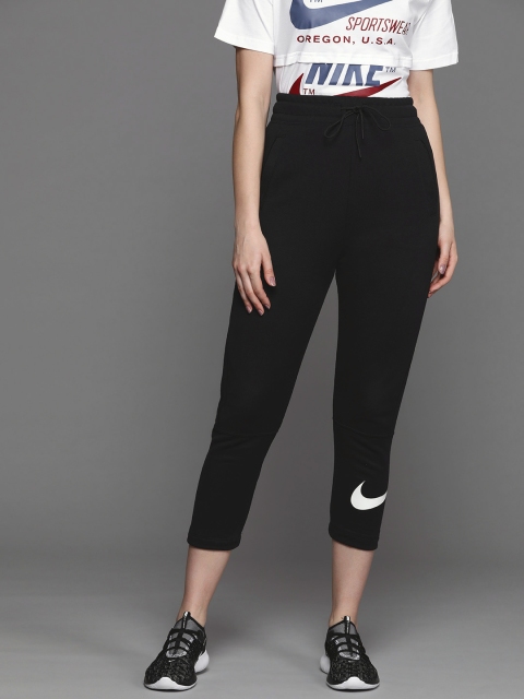 

Nike Women Black Solid Cropped SWSH FT Track Pants
