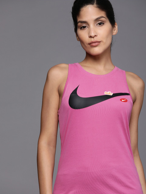 

Nike Women Pink Dri-Fit AS TOM TANK Printed Round Neck Training T-shirt