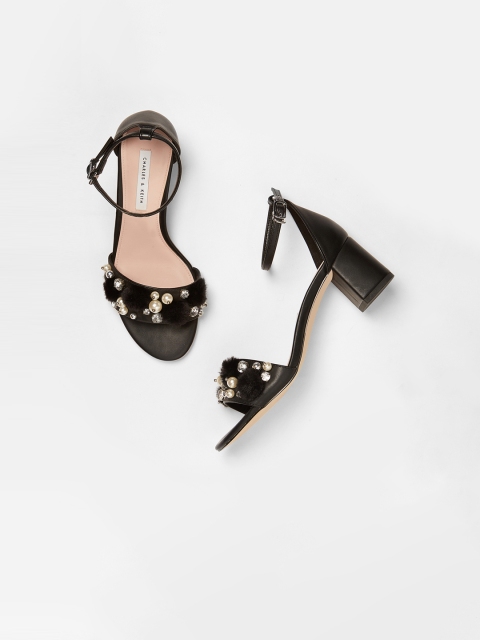 

CHARLES & KEITH Women Black Embellished Sandals