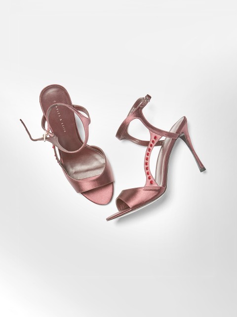 

CHARLES & KEITH Women Burgundy Solid Sandals