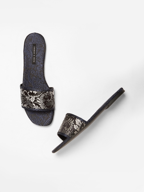 

CHARLES & KEITH Women Black Embellished Open Toe Flats