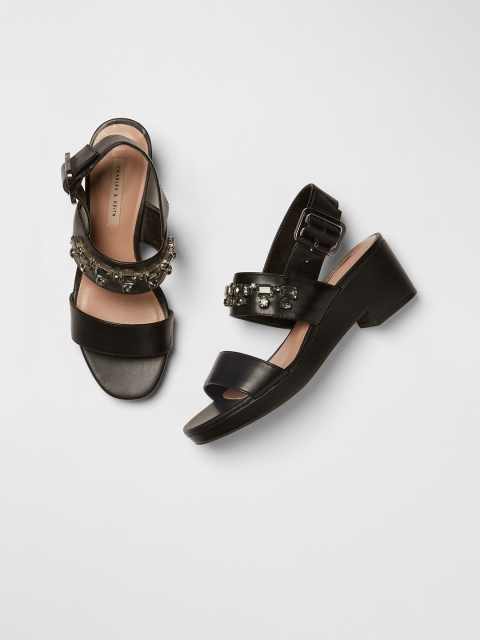 

CHARLES & KEITH Women Black Embellished Heels