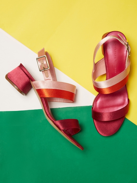 

CHARLES & KEITH Women Maroon Colourblocked Block Heels