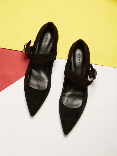 

CHARLES & KEITH Women Black Solid Ballerinas