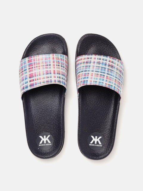 

Kook N Keech Women Pink & Blue Checked Open Toe Flats