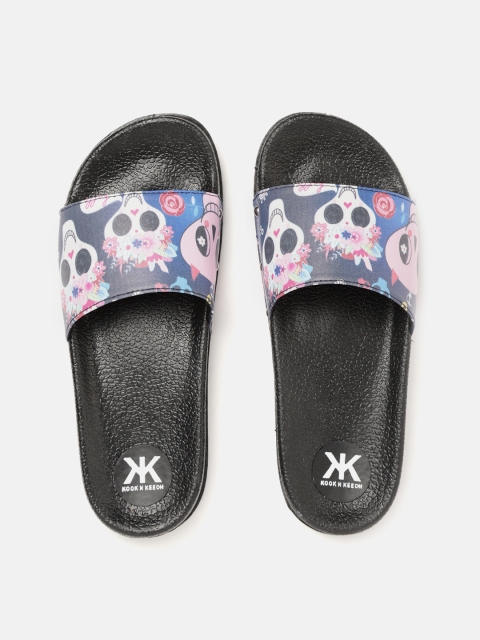 

Kook N Keech Women Navy Blue & Pink Printed Open Toe Flats