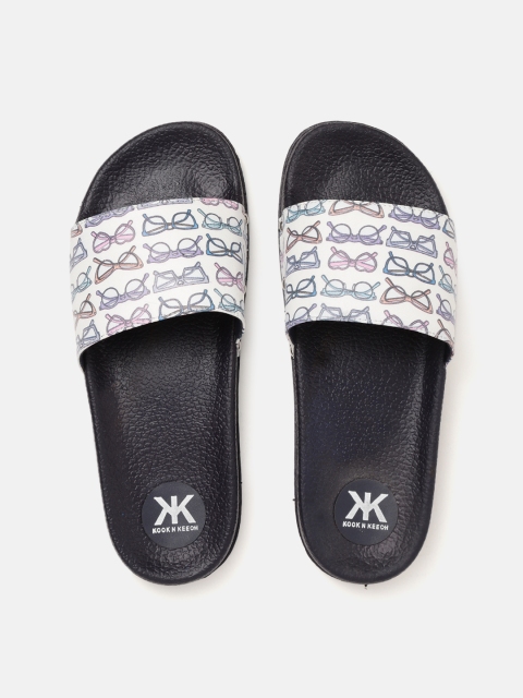 

Kook N Keech Women White & Blue Printed Open Toe Flats