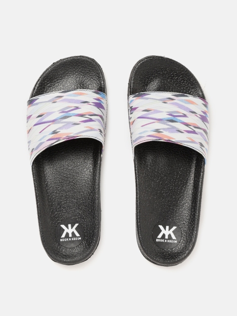

Kook N Keech Women White & Purple Printed Open Toe Flats