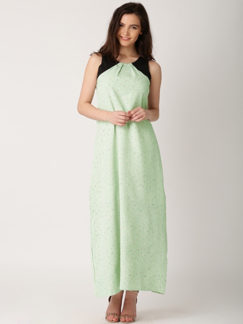 

DressBerry Mint Green Printed Maxi Dress