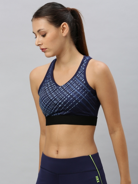 

HRX by Hrithik Roshan Navy Blue Printed Non Padded Rapid-Dry Running Bra WKR-1403