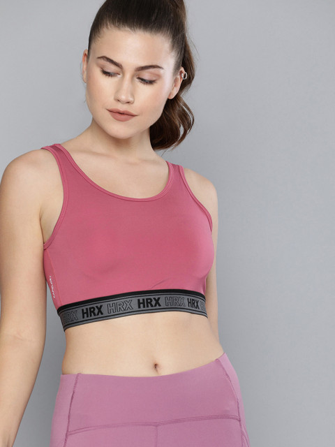 

HRX by Hrithik Roshan Pink Solid Medium Support Rapid Dry Training Sports Bra WKT-1437-B