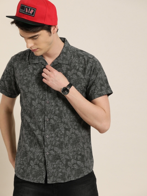 

Moda Rapido Men Grey Slim Fit Printed Casual Shirt