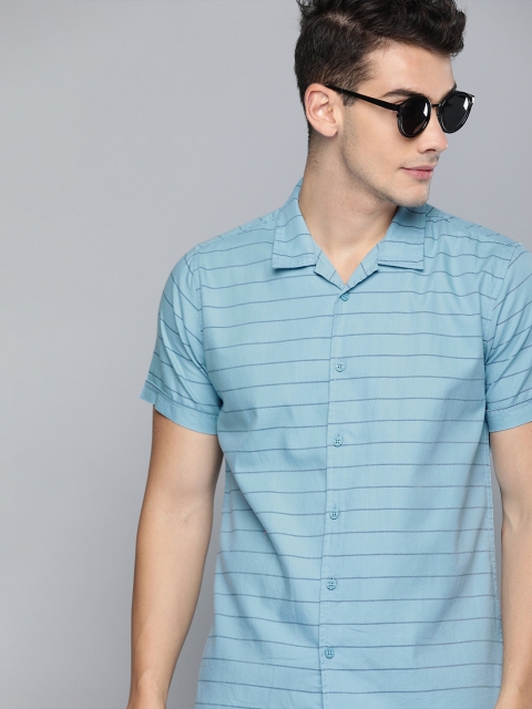 

HERE&NOW Men Blue Slim Fit Striped Casual Shirt