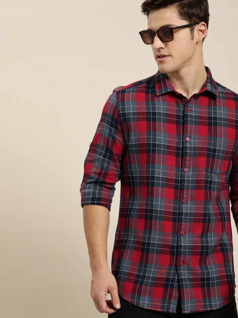 

Moda Rapido Men Red & Navy Blue Slim Fit Checked Casual Shirt