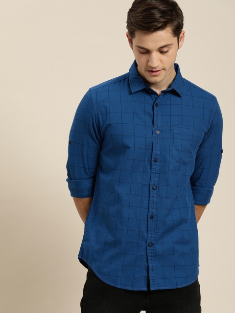 

Moda Rapido Men Blue & Black Slim Fit Checked Casual Shirt