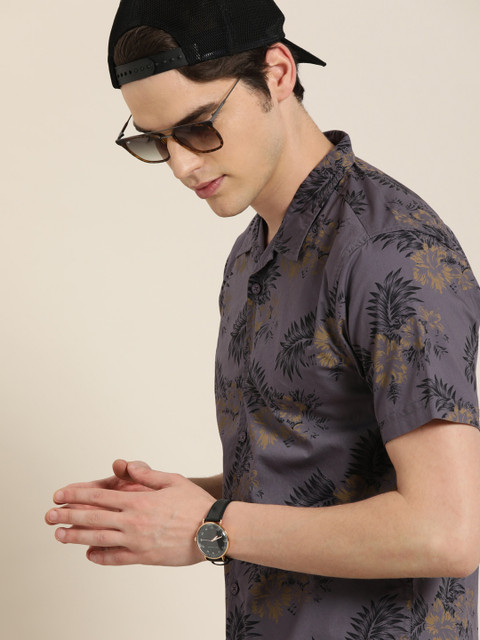 

Moda Rapido Men Purple & Black Slim Fit Printed Casual Shirt