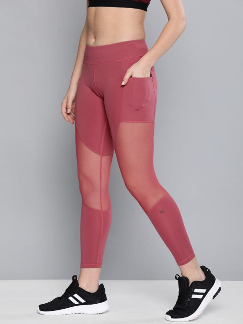 

HRX by Hrithik Roshan Women Desert Rose Solid Rapid-Dry Running Tights, Pink