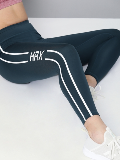 

HRX by Hrithik Roshan Women Moonlit Ocean Solid Rapid-Dry Running Tights, Teal