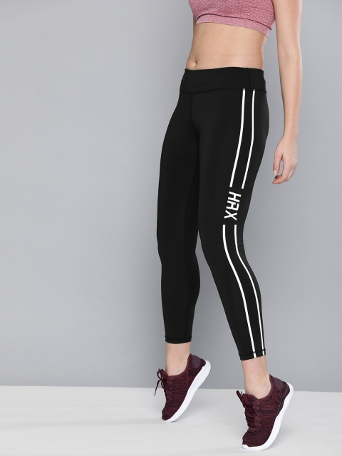 

HRX by Hrithik Roshan Women Jet Black Solid Rapid-Dry Running Tights