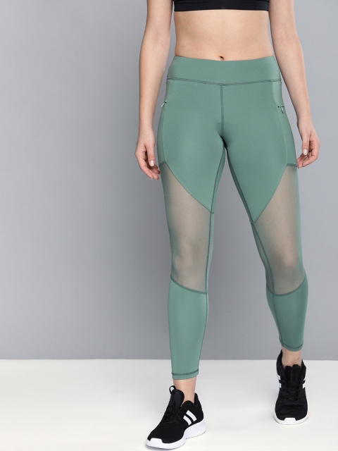 

HRX by Hrithik Roshan Women Dark Slate Solid Rapid-Dry Running Tights, Sea green
