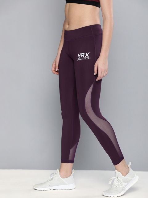 

HRX by Hrithik Roshan Women Burgundy Solid Rapid Dry Training Tights