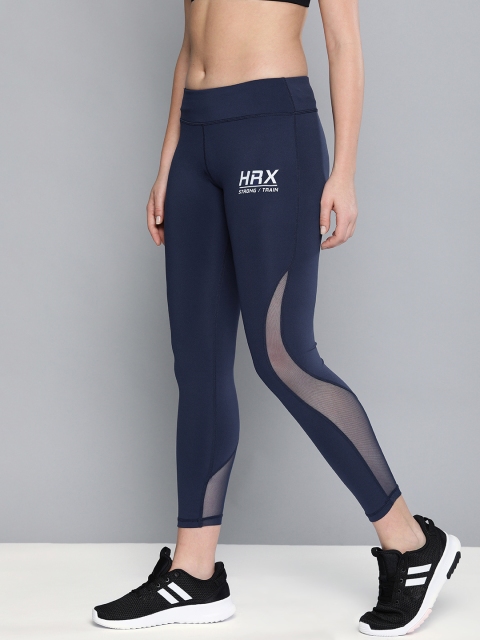 

HRX by Hrithik Roshan Women Navy Blue Solid Cropped Rapid Dry Training Tights